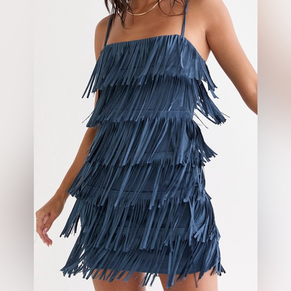Elegant Navy Fringe Dress